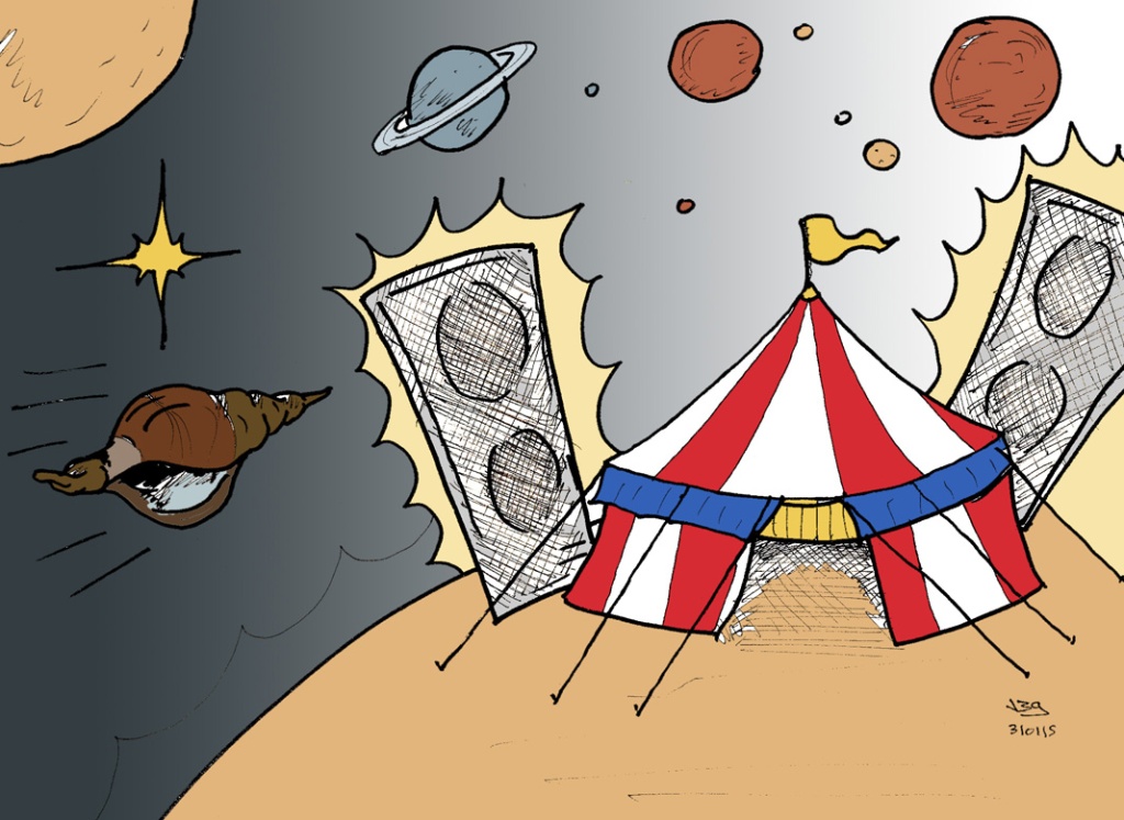 Caracola Loca en Pequeño Circo. Ilustración de Javier Blanco